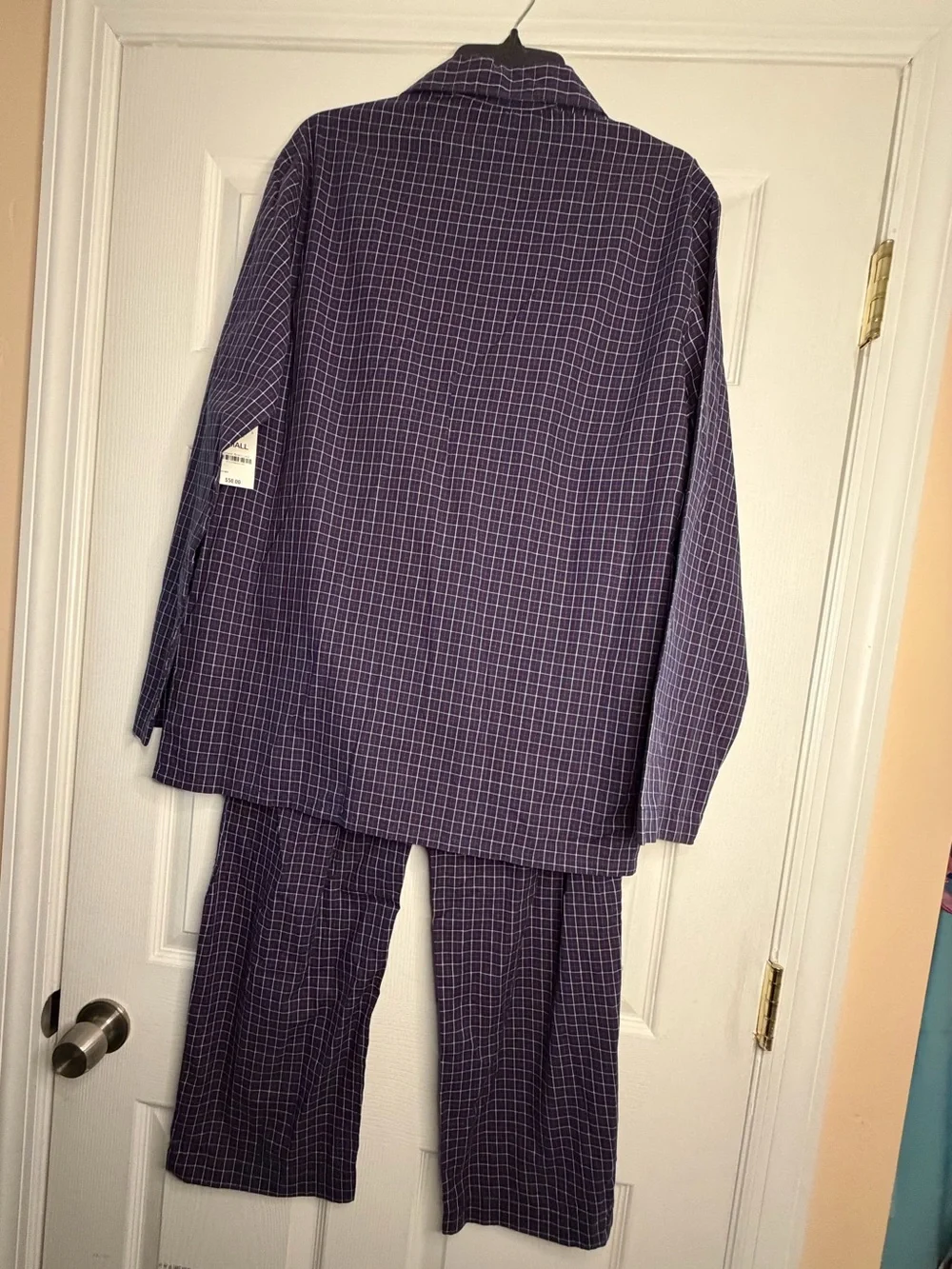 Club Room Men’s 2 Pc Oxford Plaid Cotton Pajama Set Small NWT Navy Red